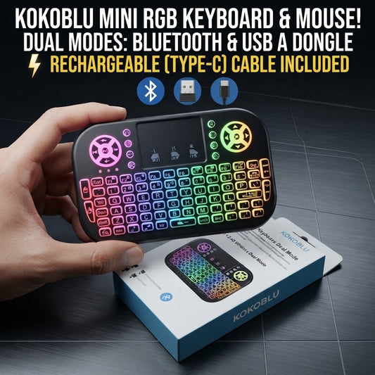 Mini Wireless Mobile PUBG Keyboard + Bluetooth Touchpad | 7 Color Backlit Light