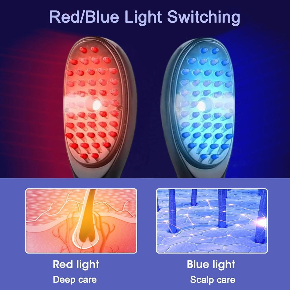Electric 3D Scalp Massage Comb with Steam Spray & Red Blue Light Therapy - Haircare Accessory