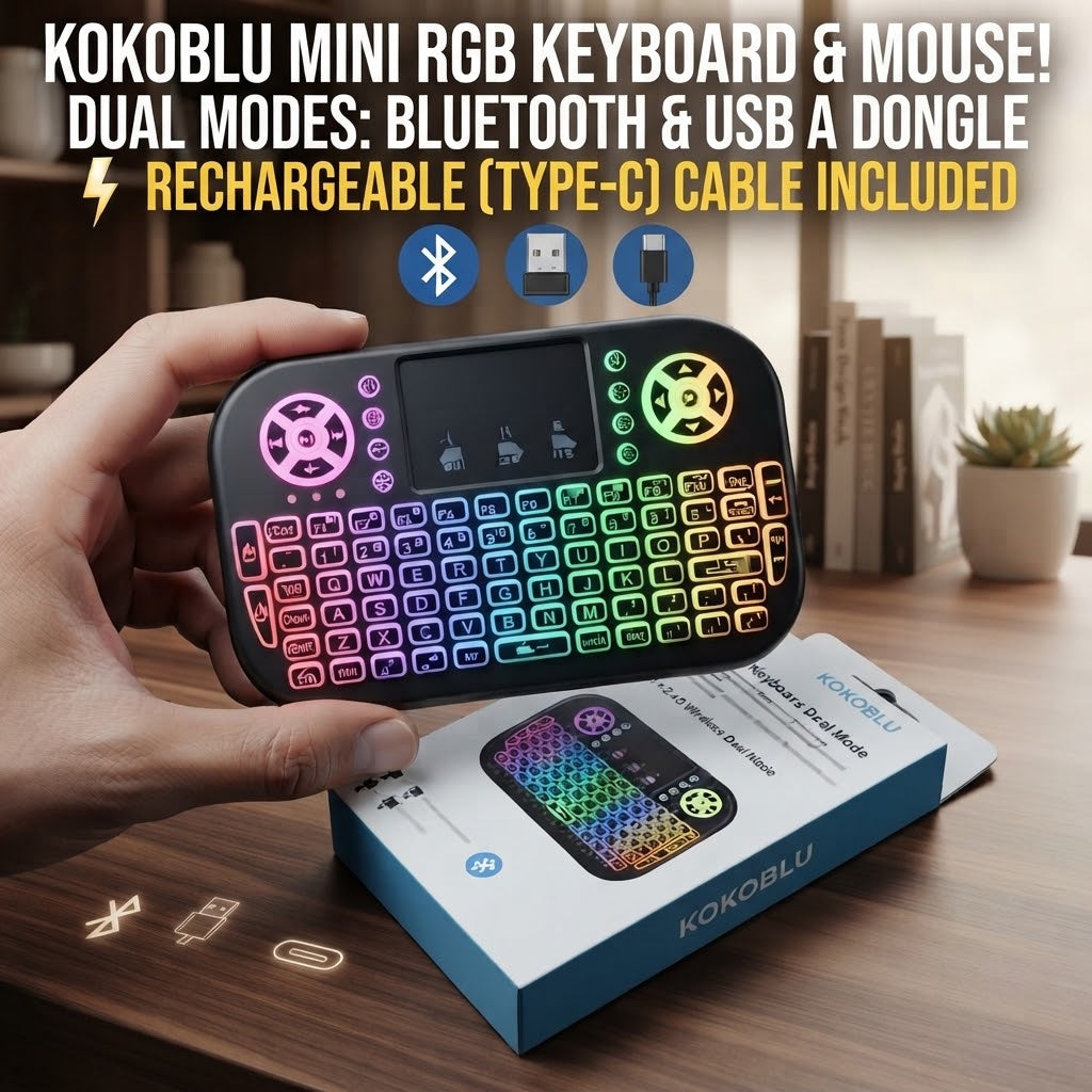 Mini Wireless Mobile PUBG Keyboard + Bluetooth Touchpad | 7 Color Backlit Light