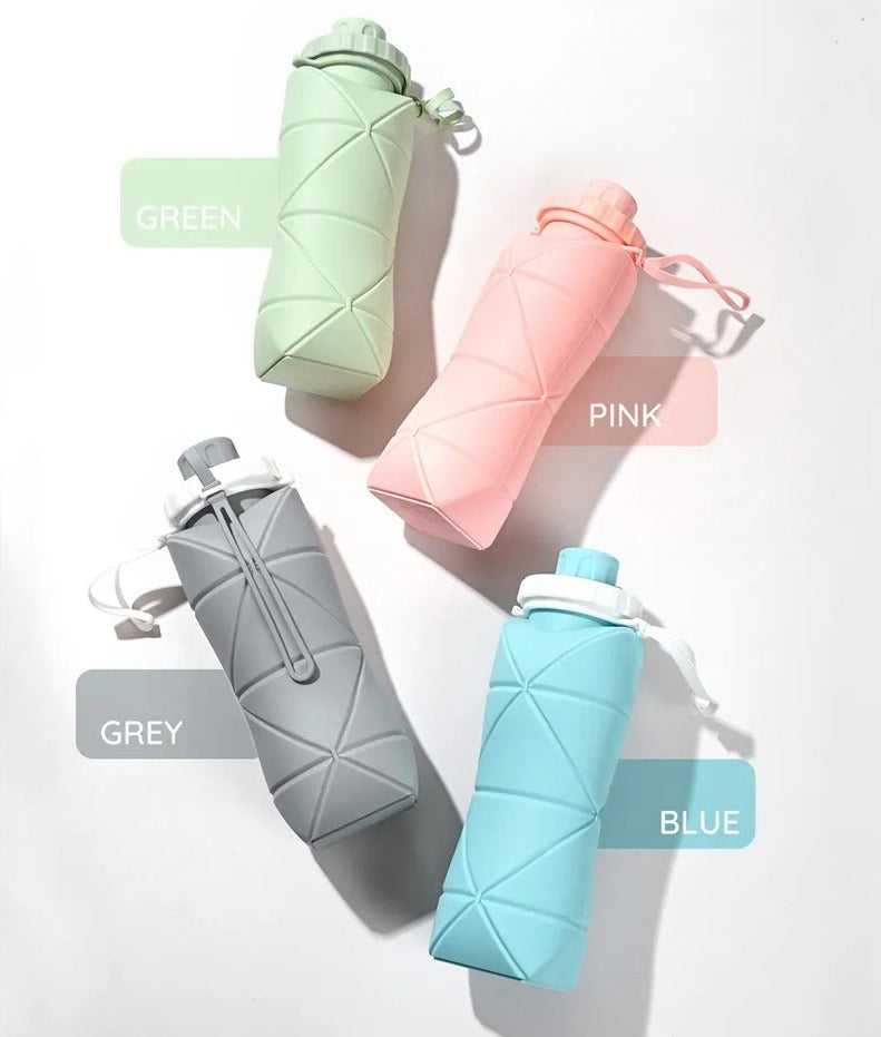 Silicone Folding Water Bottle | Collapsible & Reusable Travel Bottle | Space-Saving Design | Random Color