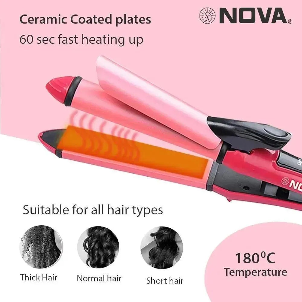 2in1 Nova Hair straightener & Curler | 2-in-1 Dual-Use Styling Tool | Quick Heat-Up Technology
