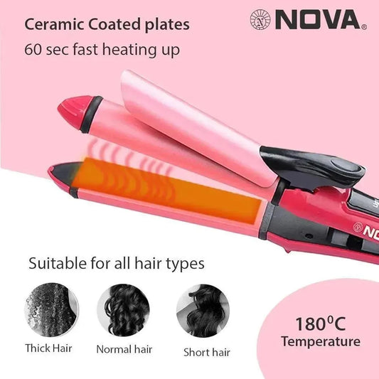 2in1 Nova Hair straightener & Curler | 2-in-1 Dual-Use Styling Tool | Quick Heat-Up Technology