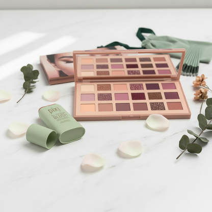 3-in-1 Makeup Combo Set – Blush Stick | 18 Color Eyeshadow Palette | 13 PCS Makeup Brushes Kit