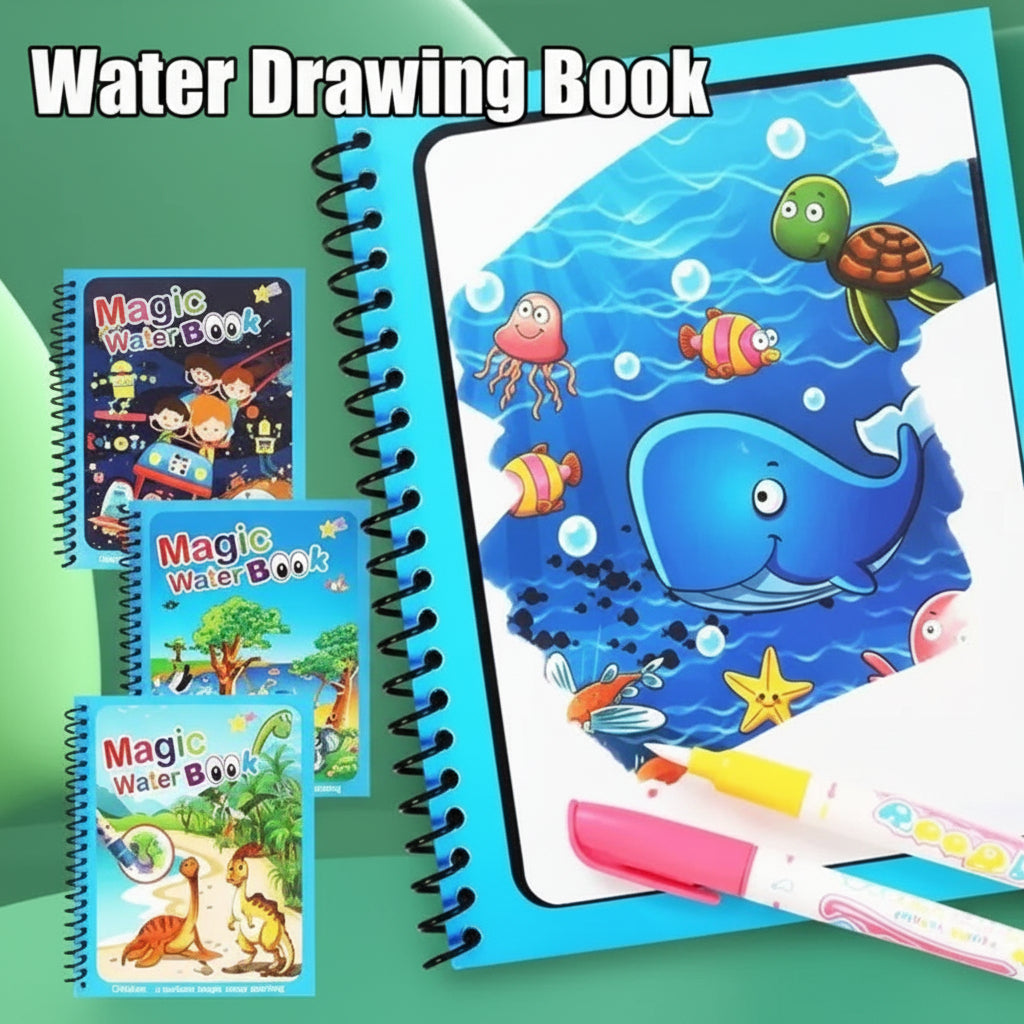Magic Water Coloring Book | Reusable Water Colouring Book With 1 Pen Educational Toy | 8 pages (Random Design)
