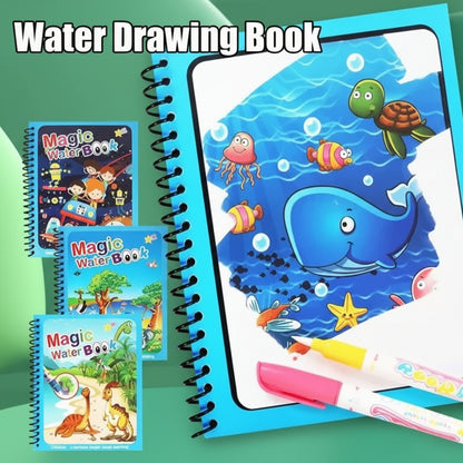 Magic Water Coloring Book | Reusable Water Colouring Book With 1 Pen Educational Toy | 8 pages (Random Design)