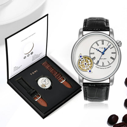 Men's Watch | Analog Leather Wrist Quartz Watch with Double Strap & 3ATM Waterproof