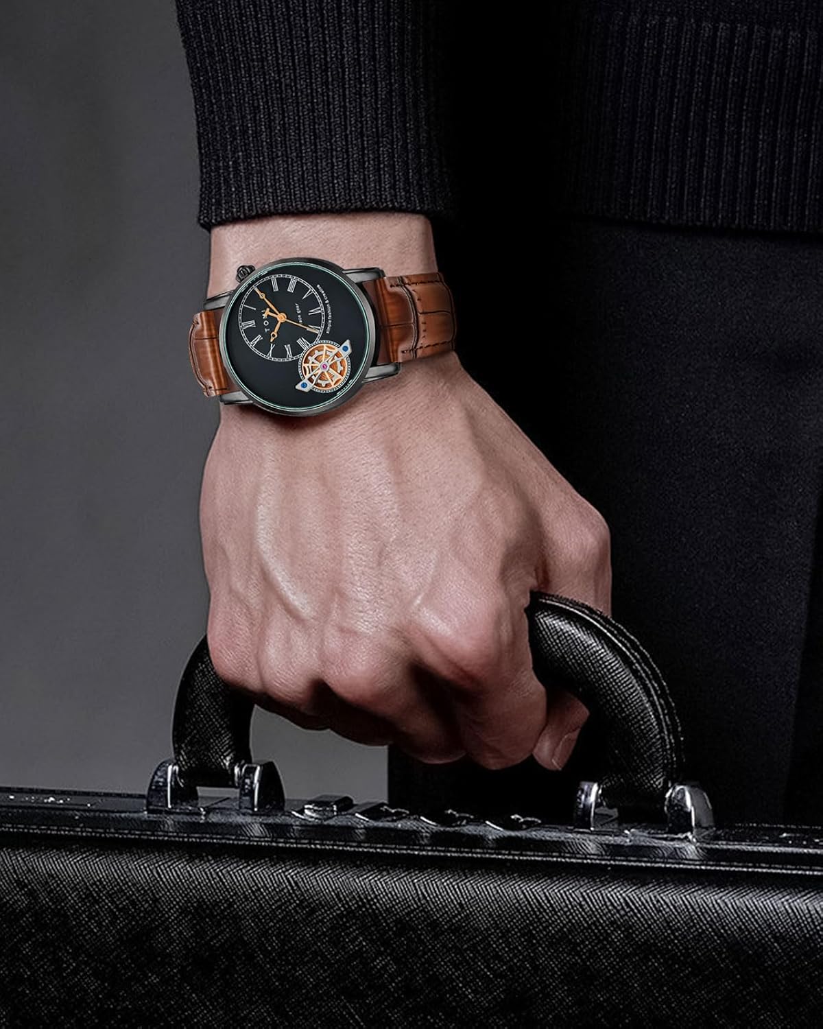 Men's Watch | Analog Leather Wrist Quartz Watch with Double Strap & 3ATM Waterproof