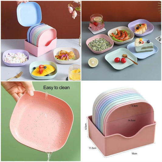 10Pcs Multi-Function Dish | Plastic Dish Set | Dining Table Plate