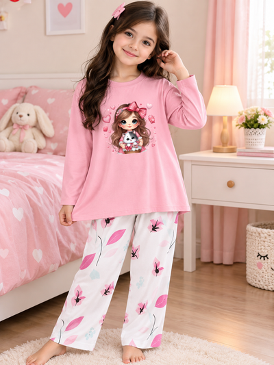 2 Pcs Women's Stitched Jersey Printed Night Suit