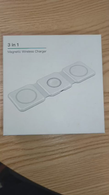 3 in 1 15W Fast Magnetic Wireless Charging Pad for iPhone, AirPods & Smartwatch