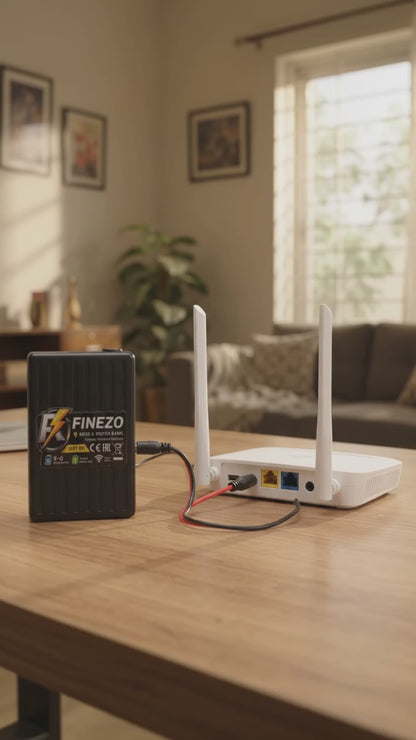 Finezo WiFi Router Power Bank 12000mAh – Mini UPS with 5-6 Hours Backup