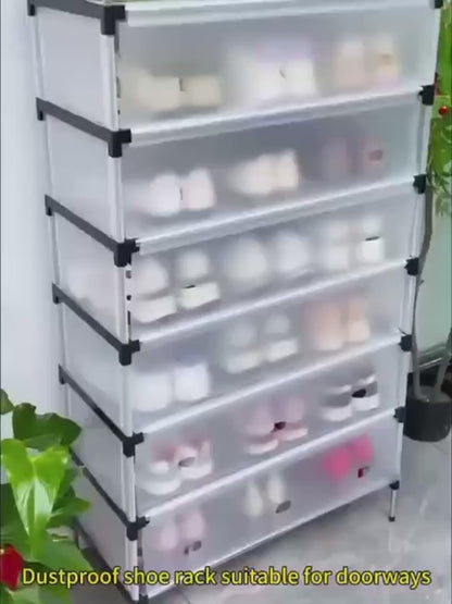 Multi Layer Dustproof Shoe Rack | Foldable Plastic Shoe Storage Cabinet | Durable Quality