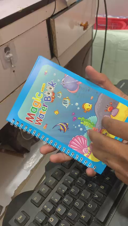 Magic Water Coloring Book | Reusable Water Colouring Book With 1 Pen Educational Toy | 8 pages (Random Design)