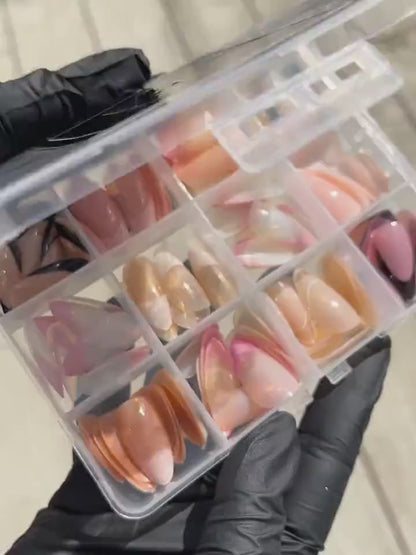144 Pcs Multicolor False Nails Box | French Tip Nails | With Nail Glue